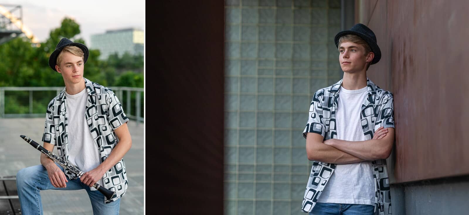 senior boy poses for pictures